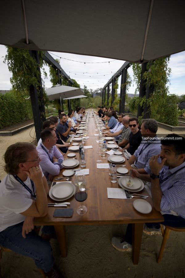Founders at lunch in the vineyard and dinner at The Grange, Top Founders Summit Napa 2026