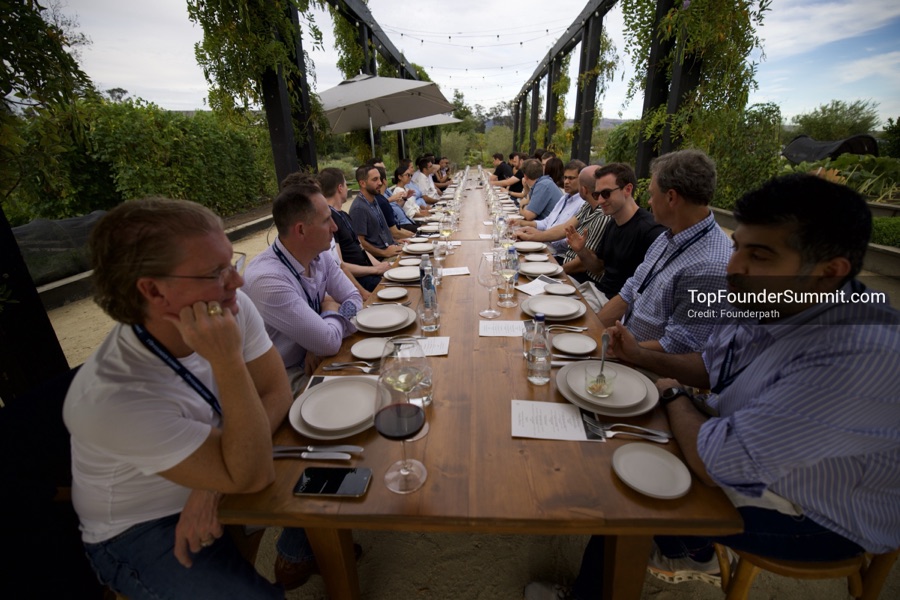 Founders at lunch in the vineyard and dinner at The Grange, Top Founders Summit Napa 2026